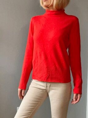 French Connection vibrant orange lightweight all season funnel neck Sweater
